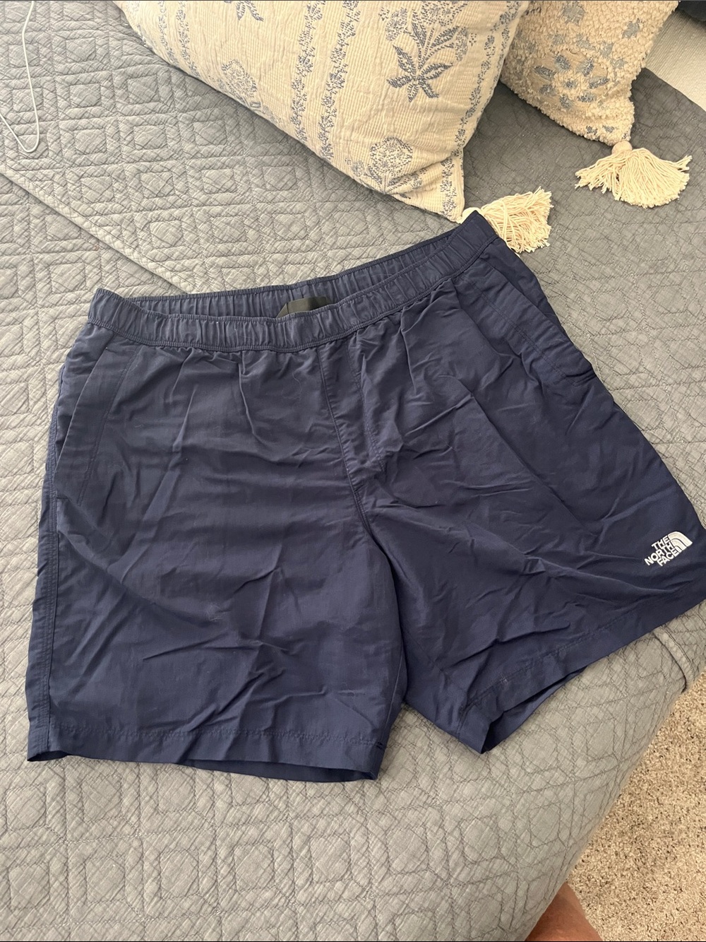 The North Face Navy Athletic Shorts with Logo